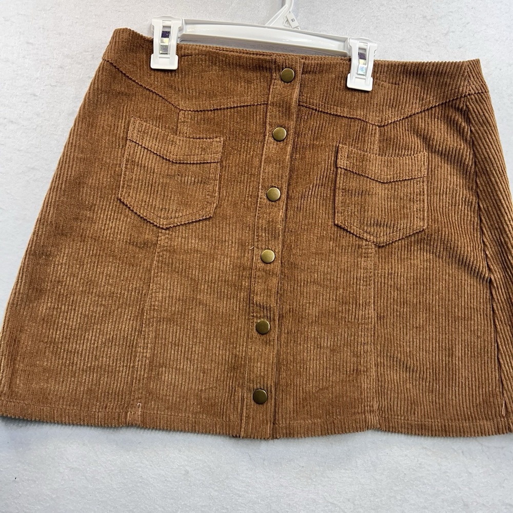 She + Sky Corduroy Brown Mini Skirt Size L
